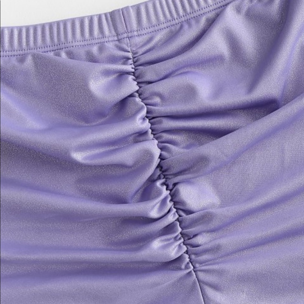 Shiny Ruched High Waisted Shorts - Picture 3 of 7